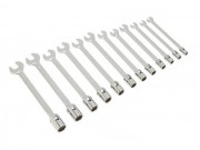 12pc Flexi-Head Socket/Open End Spanner Set - Metric